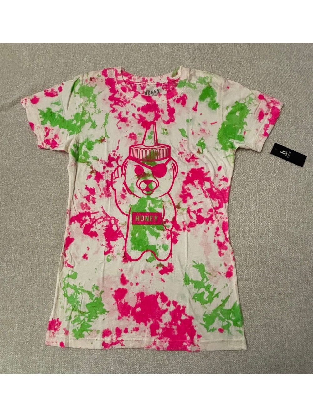 Honey Brand Co Women’s Multi-Colored Tie Dye Crewneck Graphic T-Shirt Size Large